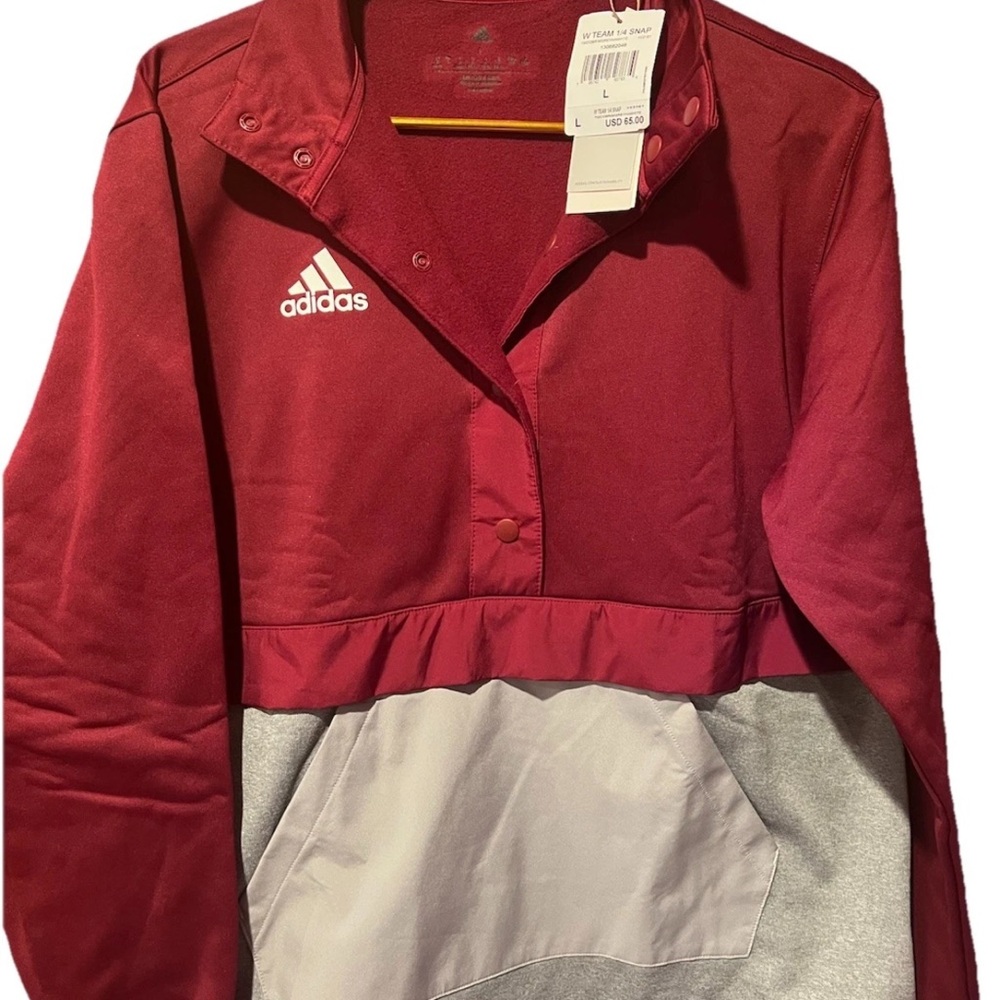 Adidas Women’s 1/4 Snap  H3161 Maroon/Grey  Jacket NWT L MSRP 65